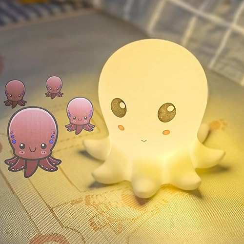 Miniatura 2 de Linda luz nocturna de pulpo, lámpara táctil de silicona suave para niños y adultos, luz de noche que cambia de 7 colores, lámpara de guardería