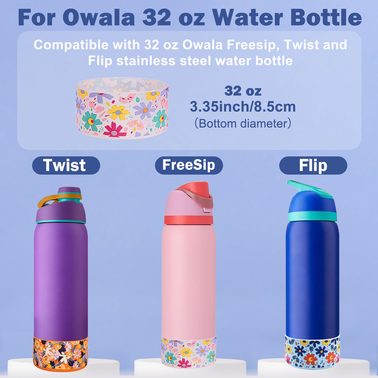 HEYSKAY Silikon-Schutzhülle für Owala Flask Wasserflasche, 900 ml, rutschfeste Schutzhülle für Owala Twist, FreeSip und Flip Edelstahl-Wasserflasche, BPA-frei, Kofferraumboden, 2 Stück