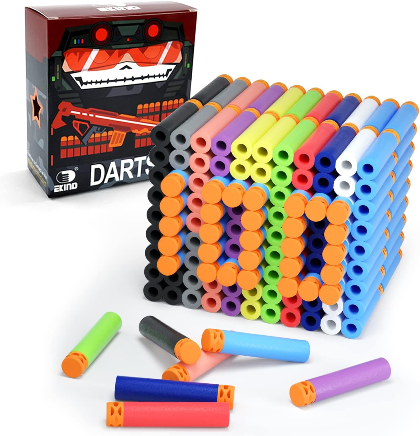 EKIND 100 Pcs Waffles Darts Refill Pack Foam Bullet Compatible for NERF N-Strike Series Blaster (Mix Color)