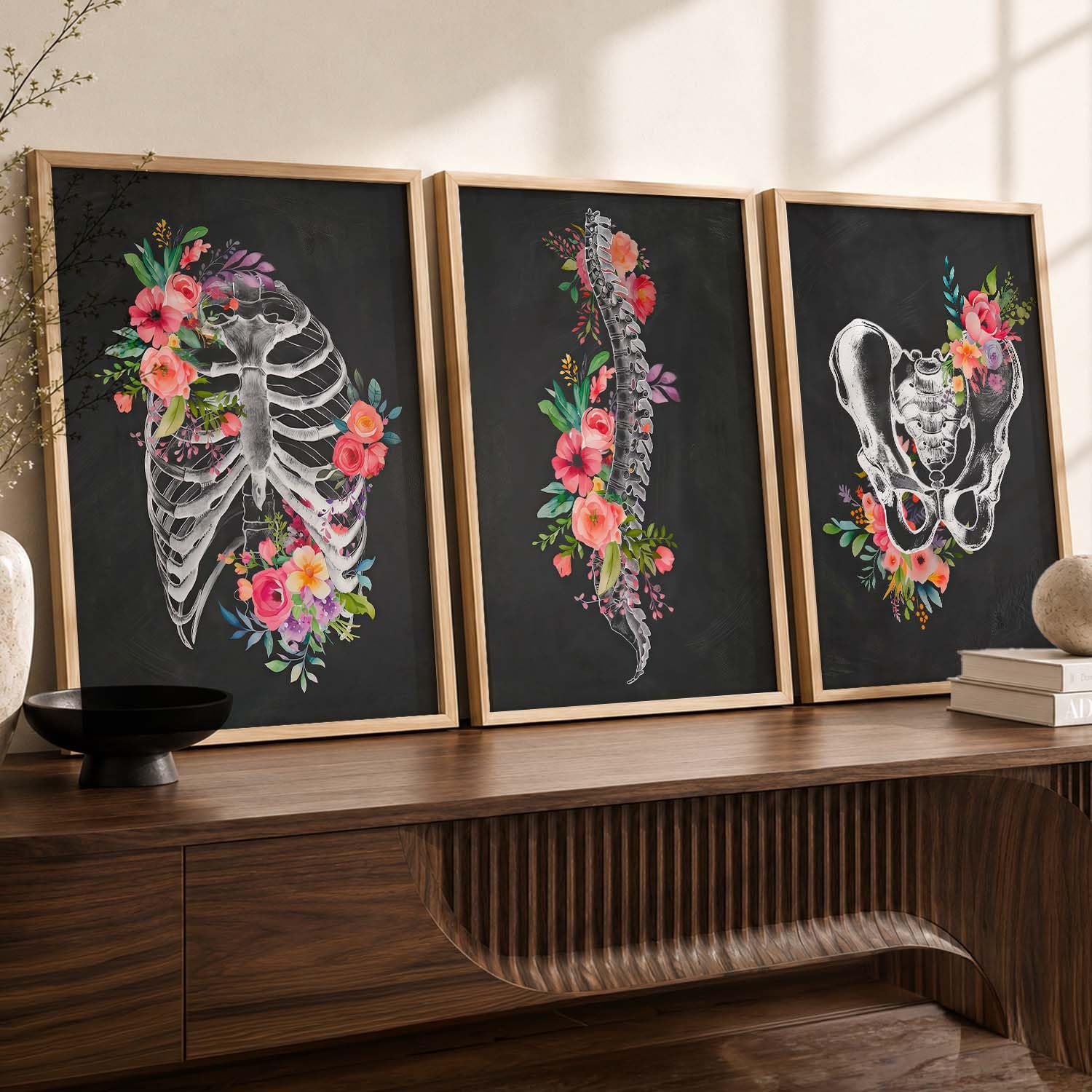 Floral Chiropractic Wall Art Posters - Set of 3 -5 Floral Chiropractic Wall Art Posters - Set of 3 -5