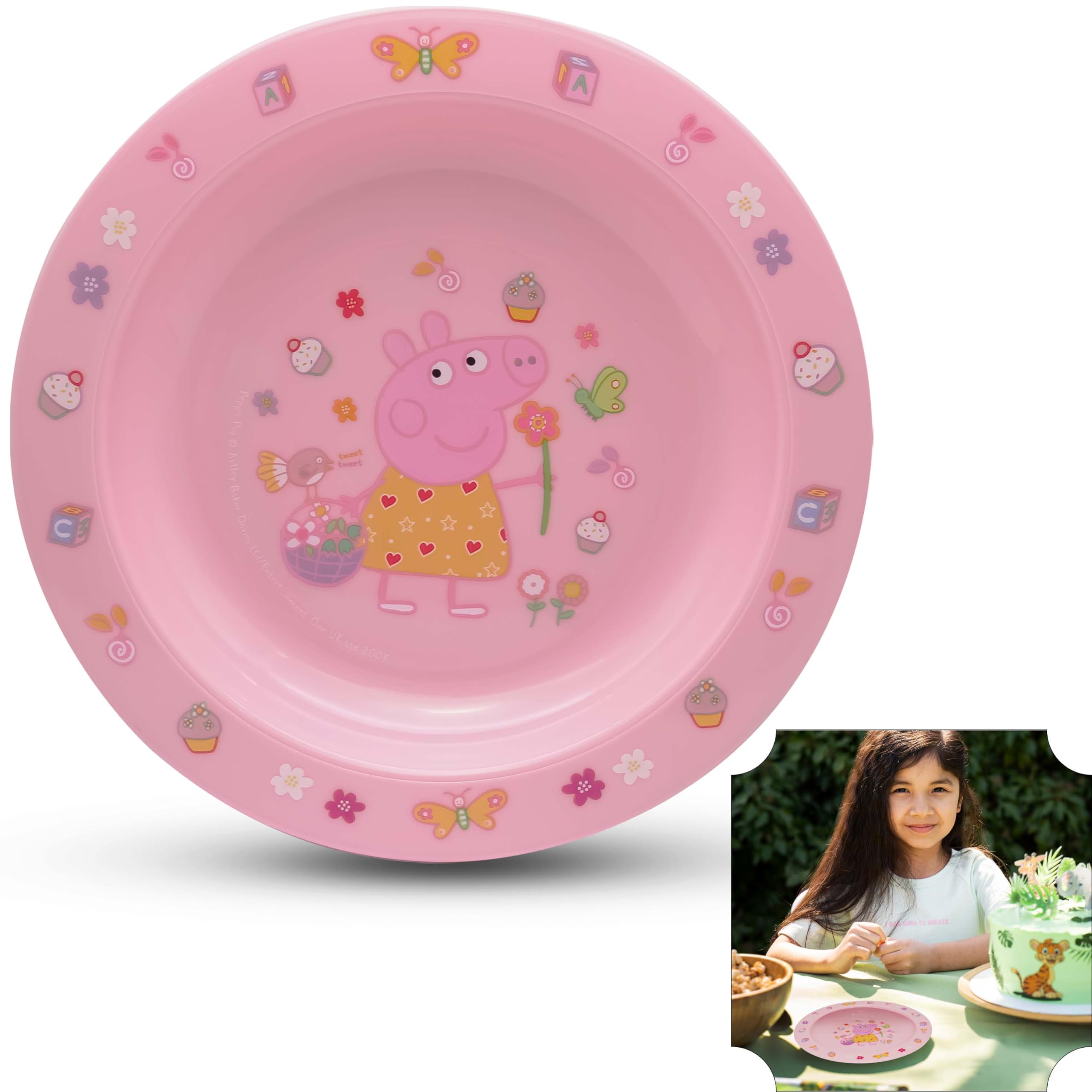 Peppa Pig Tableware Kids Feeding Plate Pink, Toddlers Self Feeding Training Plate, Durable and Microwave Safe Tool for Mealtimes 6+ Months Babies - 17.5cm (Dia) โ image 1