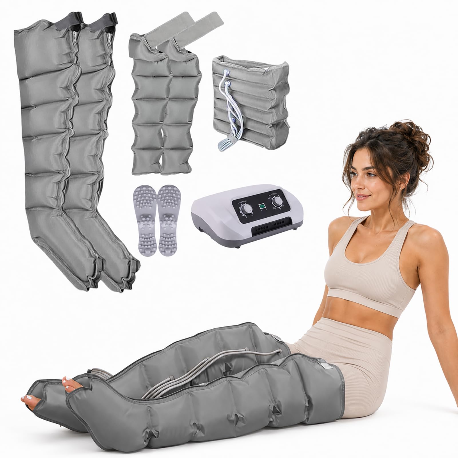Ciśnienioterapia 6-komorowa, buty drenaż limfatyczny, zmęczone nogi, lipoedema, 0-30 min, 0-240 mm Hg, urządzenie do masażu z kompresją powietrza, do relaksu i krążenia krwi