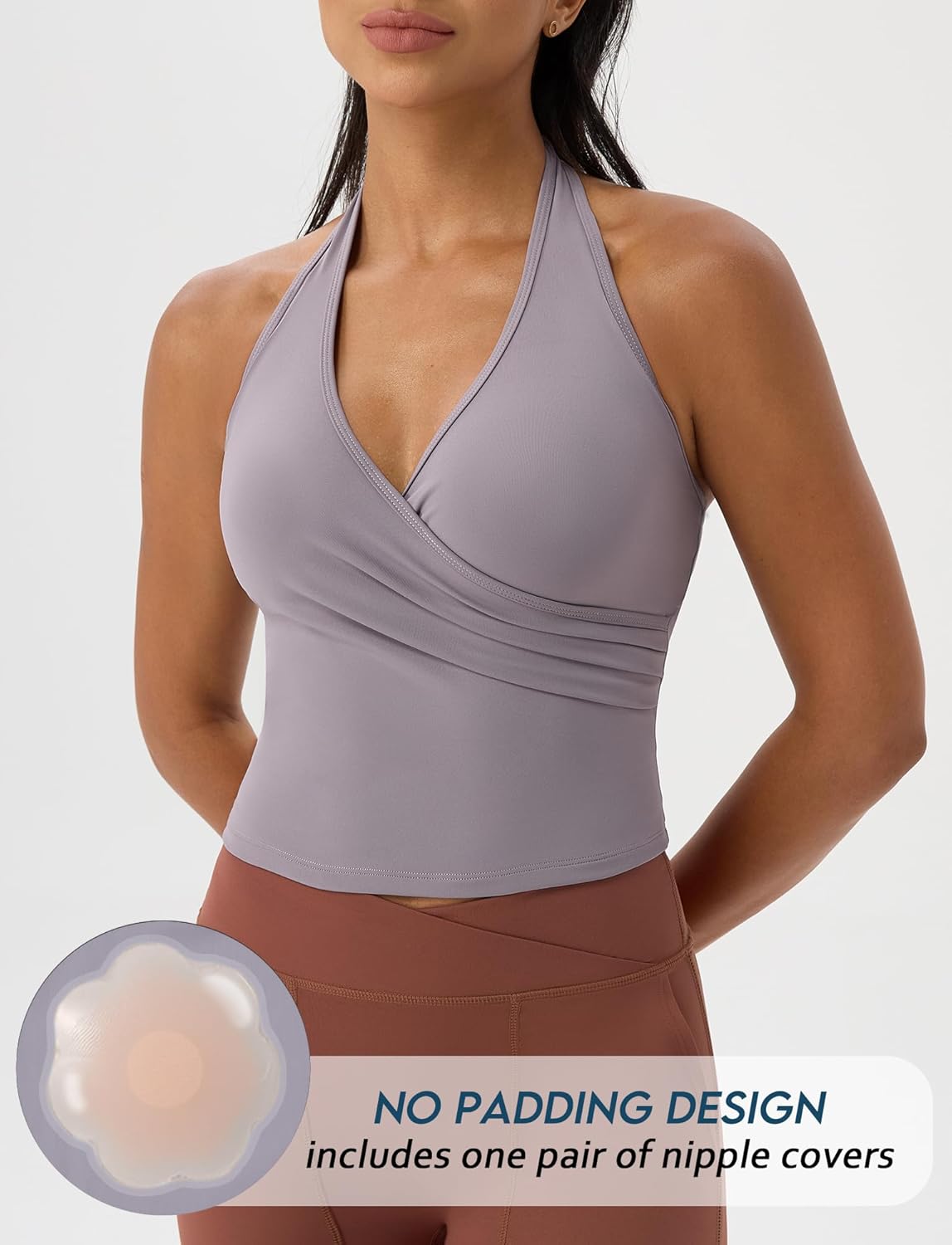 SEAUR Halter Tank Tops for Women Deep V Neck Sleeveless Sports Bra Gym Outdoor Workout Yoga Crop Tops Sexy Y2K Shirts - Image 3