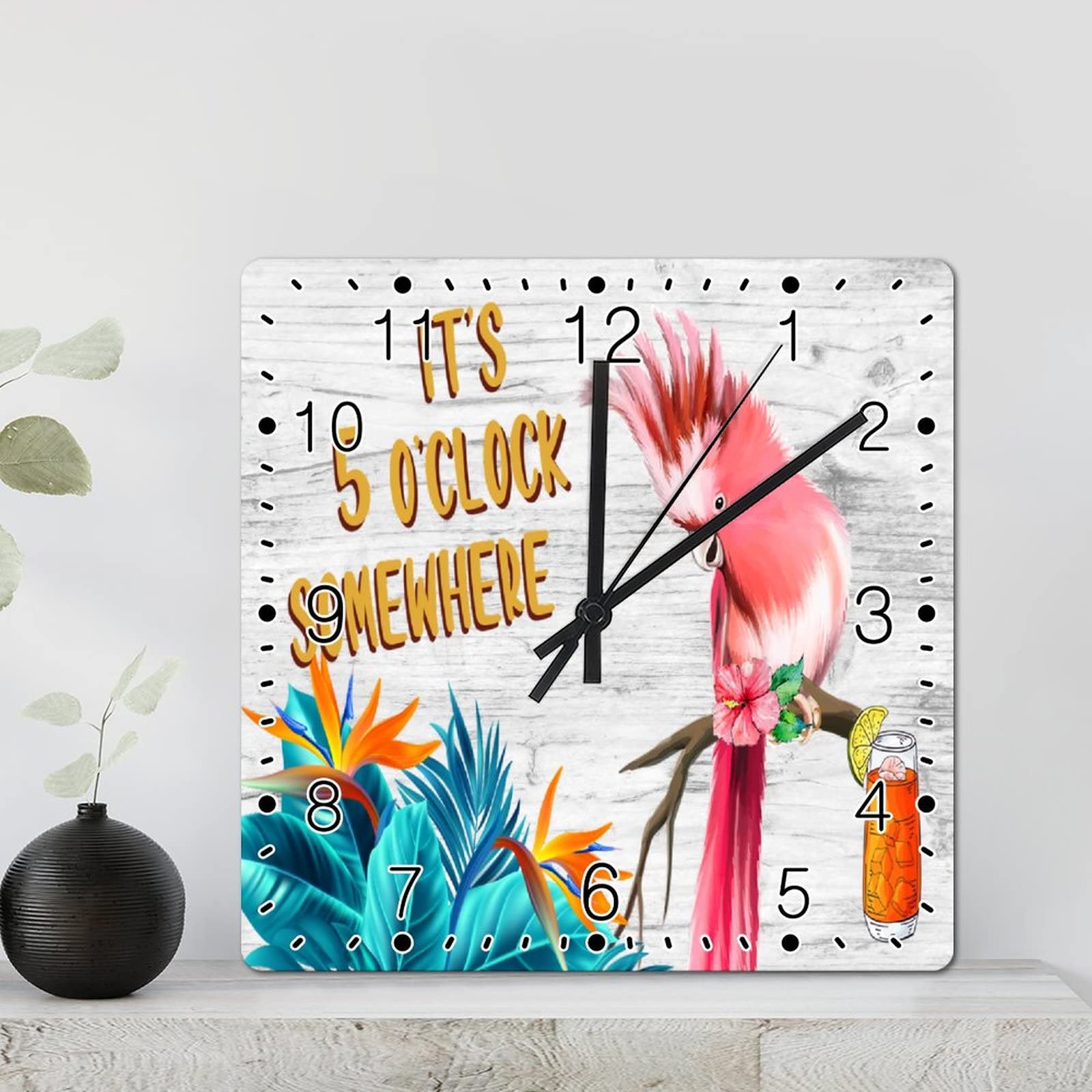 Horloge murale perroquet peinte idée cadeau déco originale