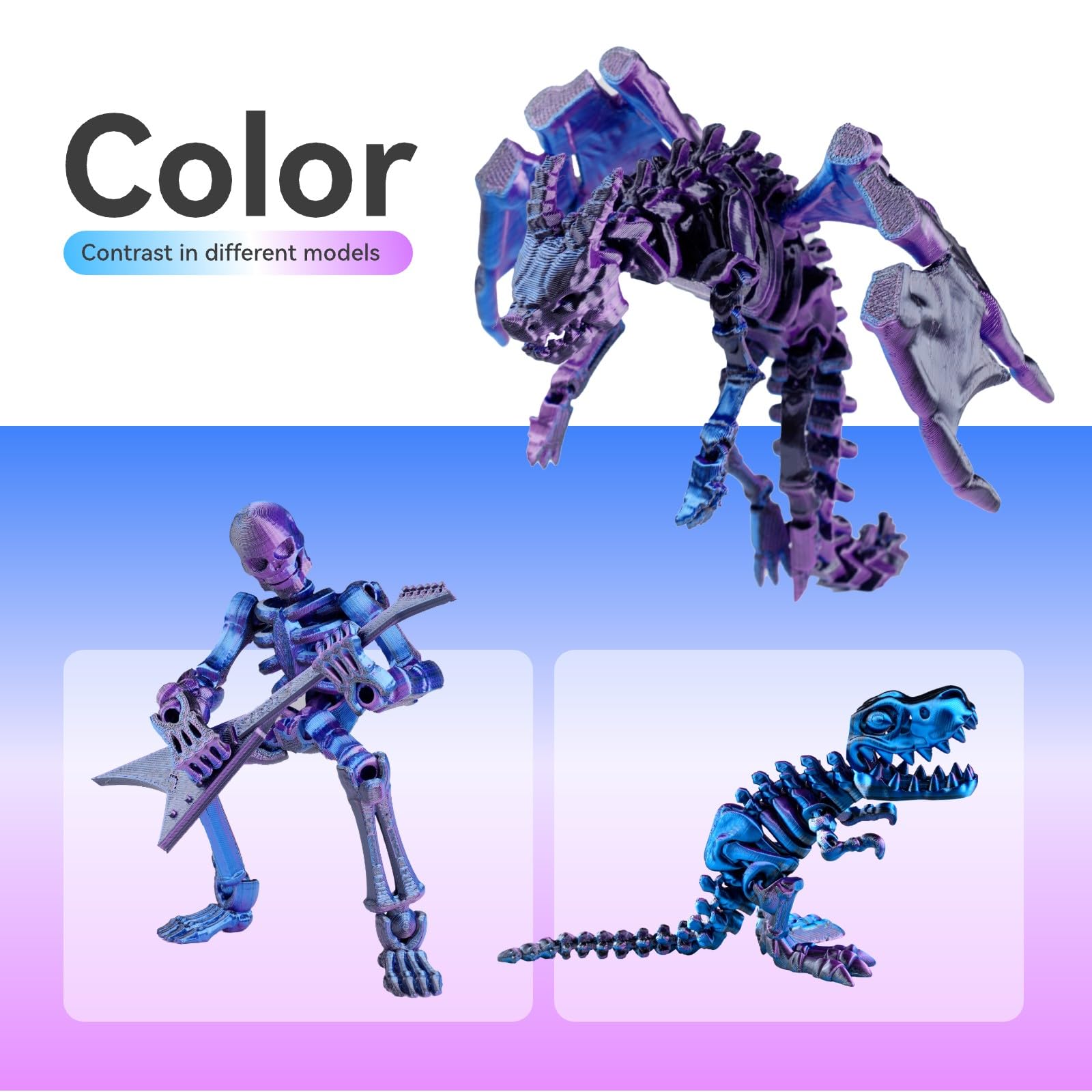 Chitu Systems Conjure, Filamento per stampante 3D in PLA seta, 1,75 mm, filamento per stampa 3D in seta, nero, blu, viola, 2 kg (C-Silk PLA, nero, blu, viola, 2 kg)