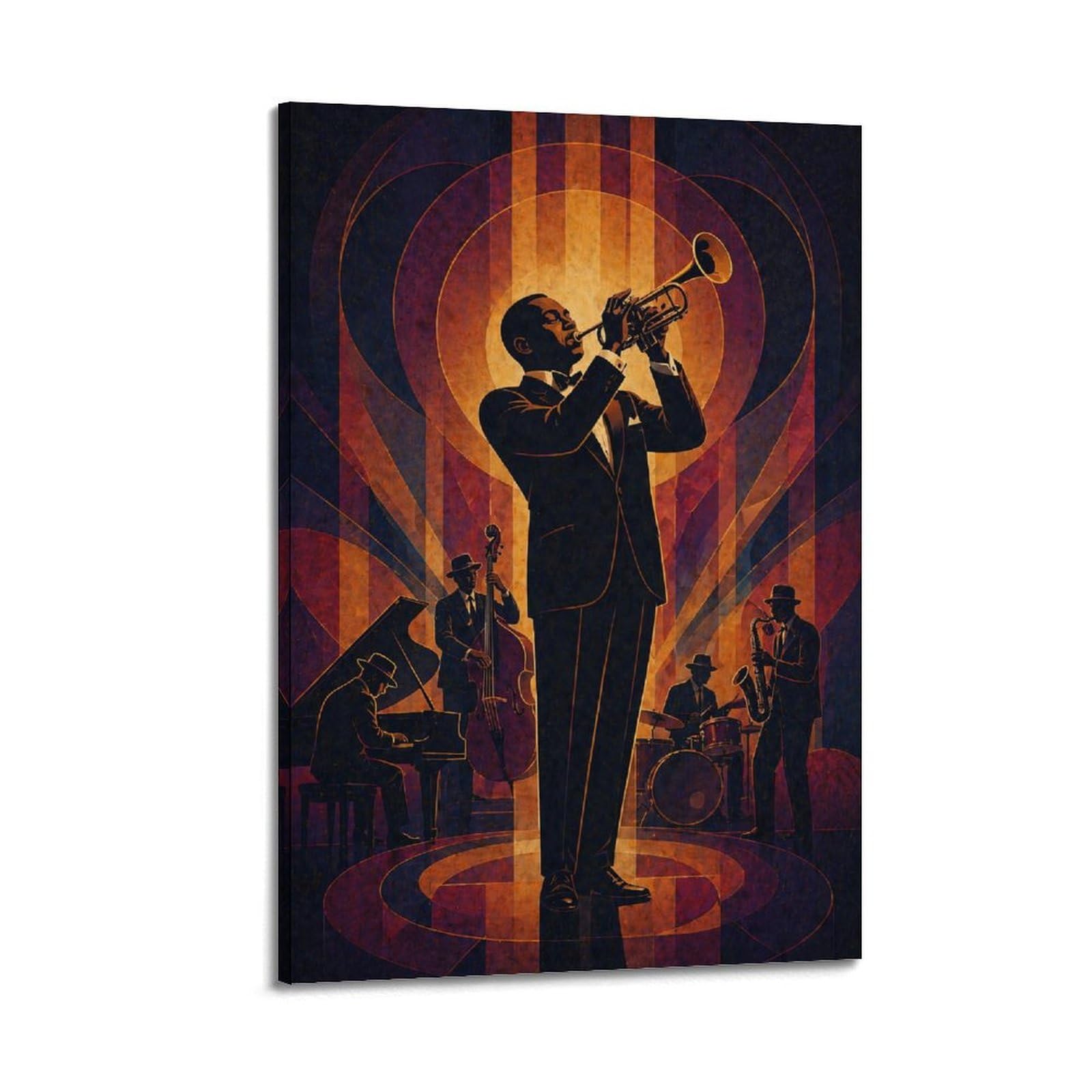 Okngb Frame-Style Vintage Harlem Music Poster Jazz Legendary Trumpeter Decorative Painting Canvas Art Picture 20X30inch(50X75cm)