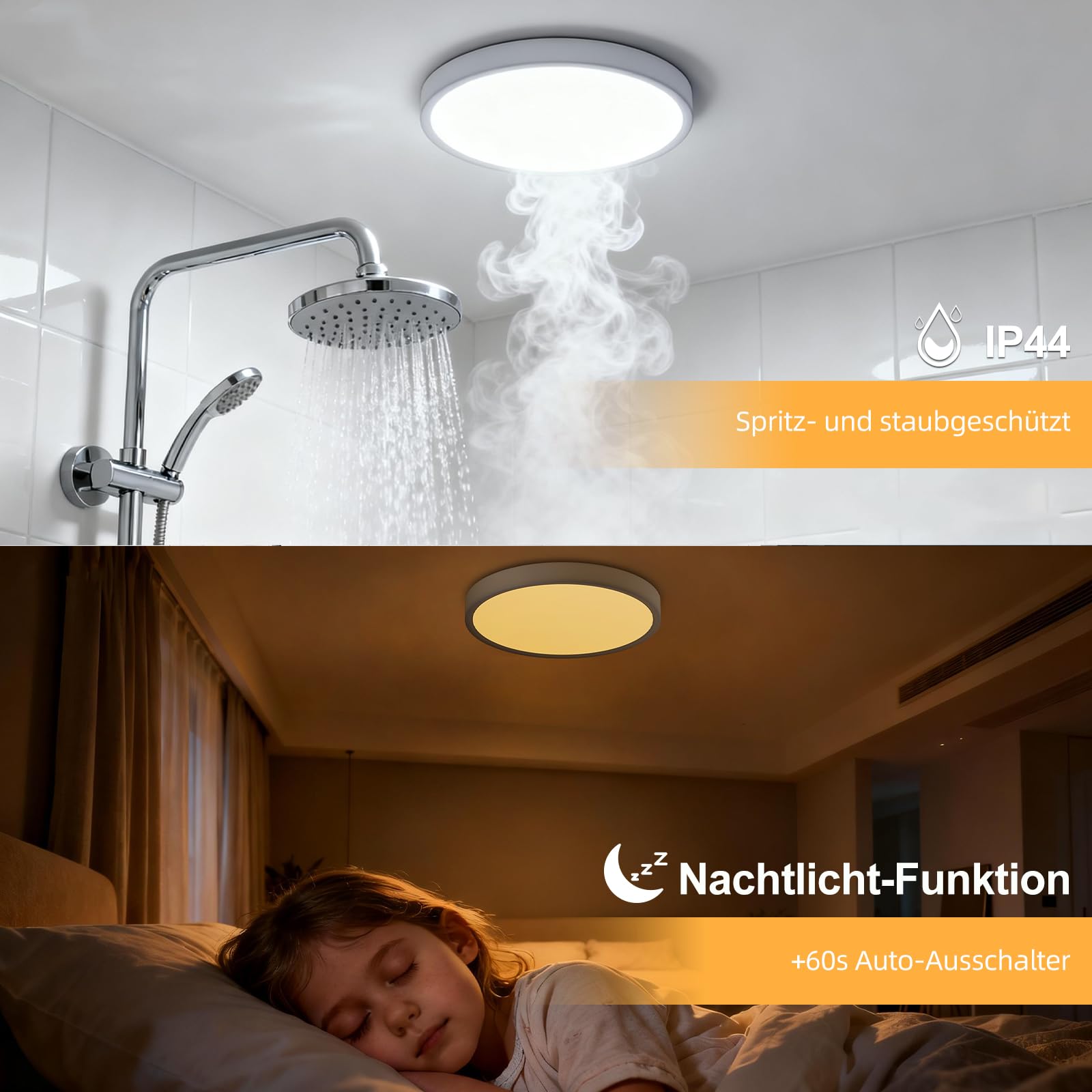 2 Deckenlampe LED Dimmbar, RGB Lampe Decke mit Fernbedienung Bunt Backlight