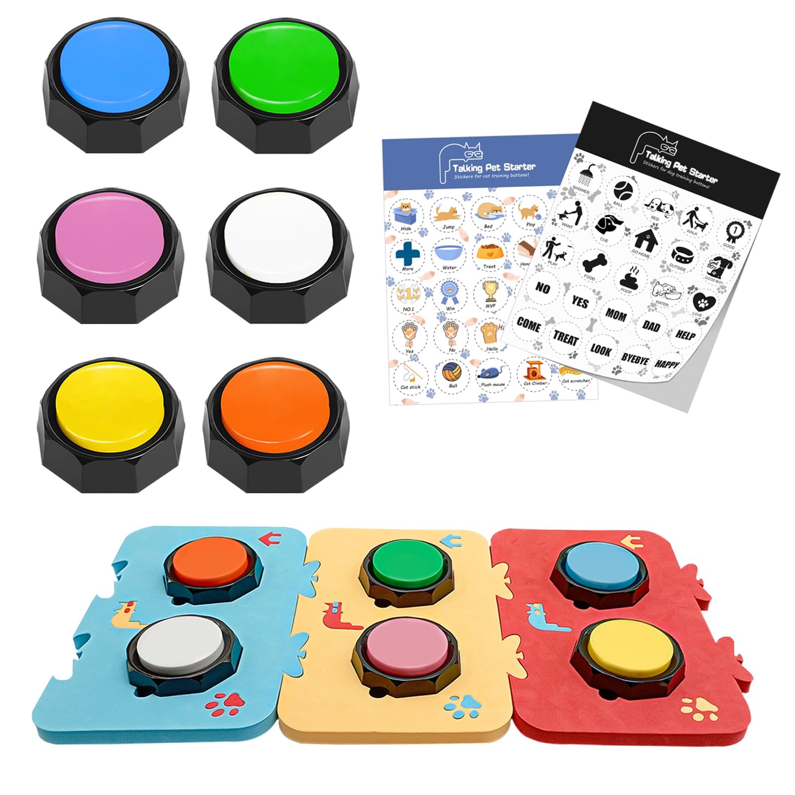 Juego de 6 Botones de Comunicación para Perros Y Gatos, Respuesta de Entrenamiento de Perros, Botones Parlantes para Perros con Alfombrilla Antideslizante Impermeable para Perros, Mascotas,(#1)