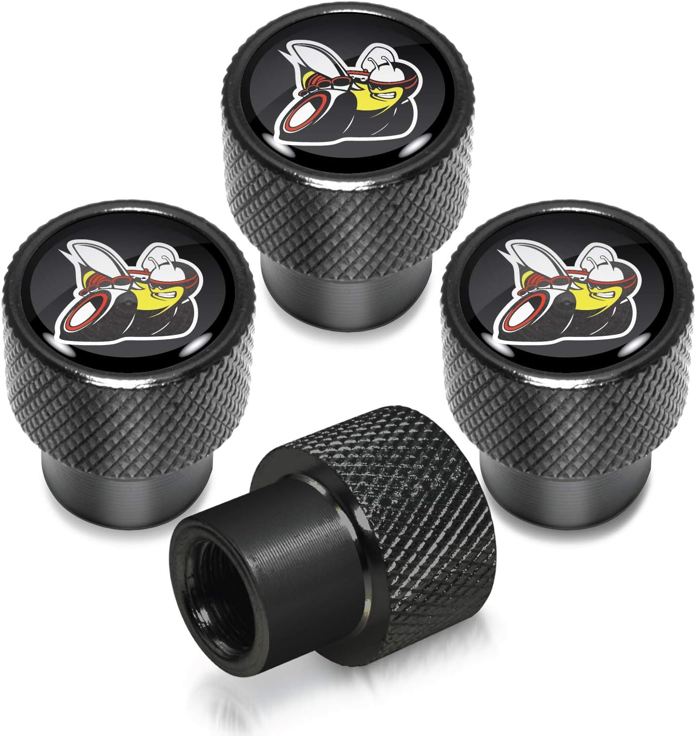 iPick Image for Dodge Scat-Pack Logo on Black Aluminum Tire Valve Stem Caps - Official Licensed