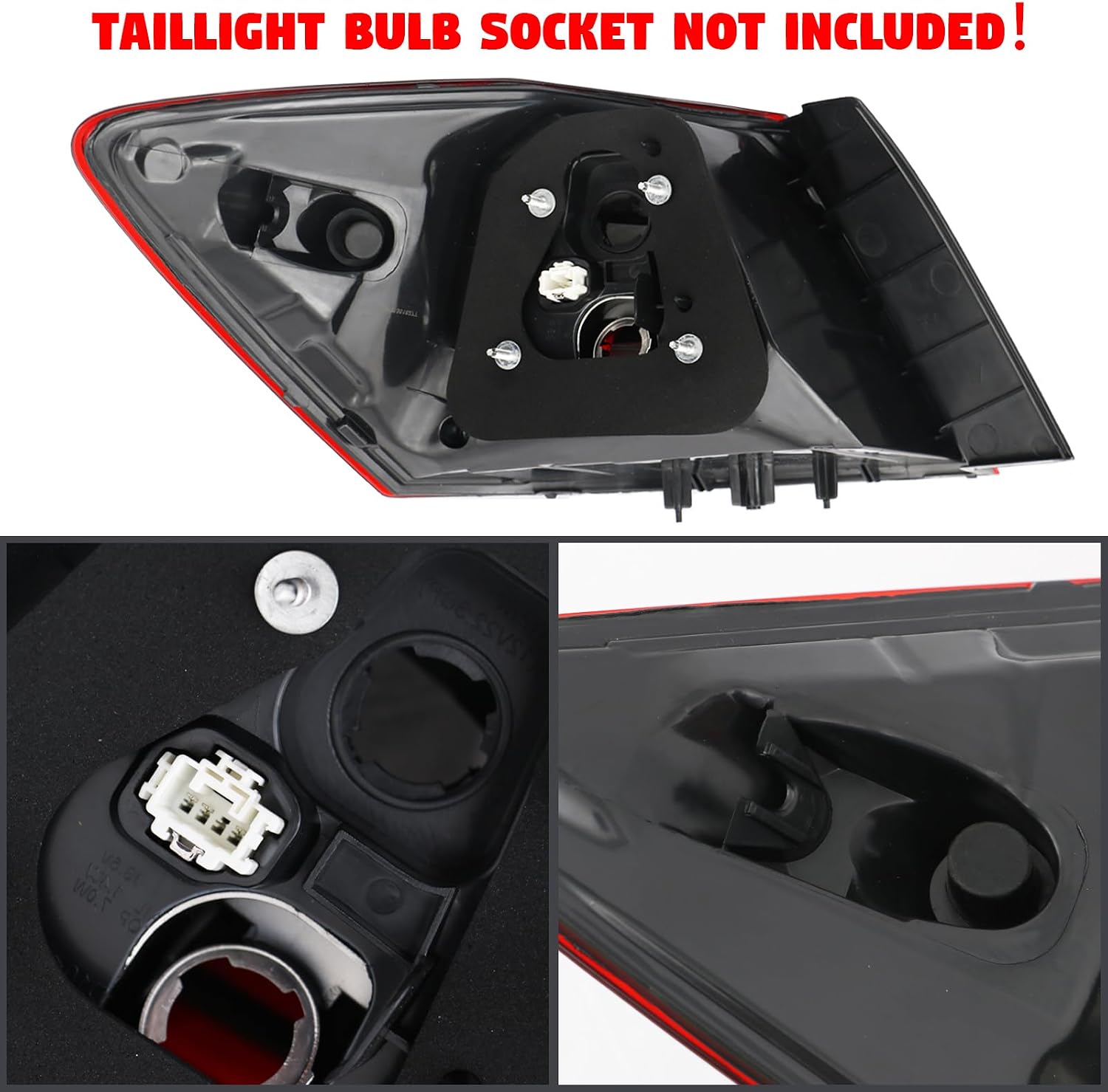 Tail Light Assembly Fit for 2016 2017 Honda Accord,Rear Right Outer Taillight Brake Lamp Reverse Light Replacement Passenger Side #HO2805108(No Bulbs&Socket)