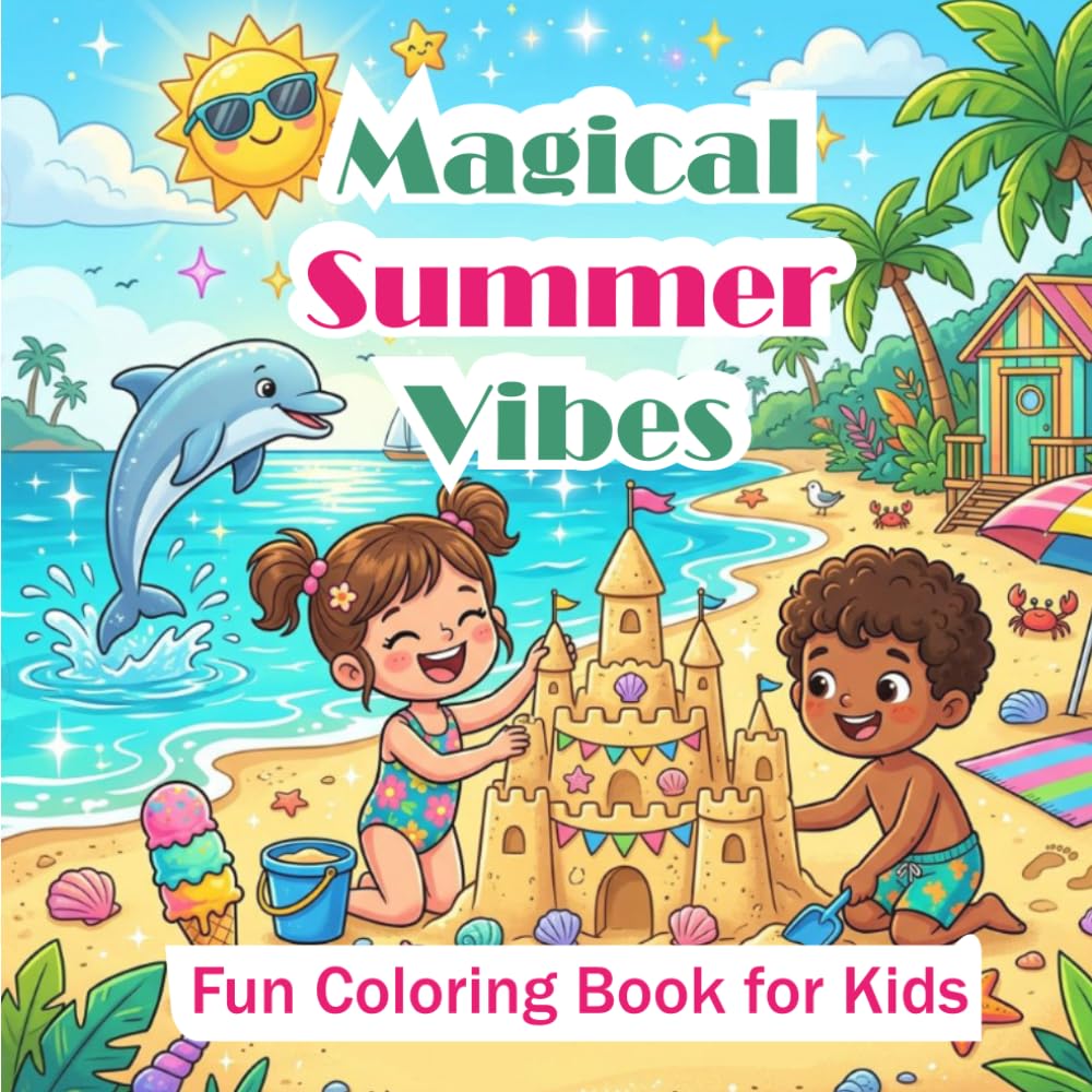 Magical Summer Vibes: Fun Coloring Book for Kids: Beach, Ice Cream, Ocean Animals & Summer Adventures