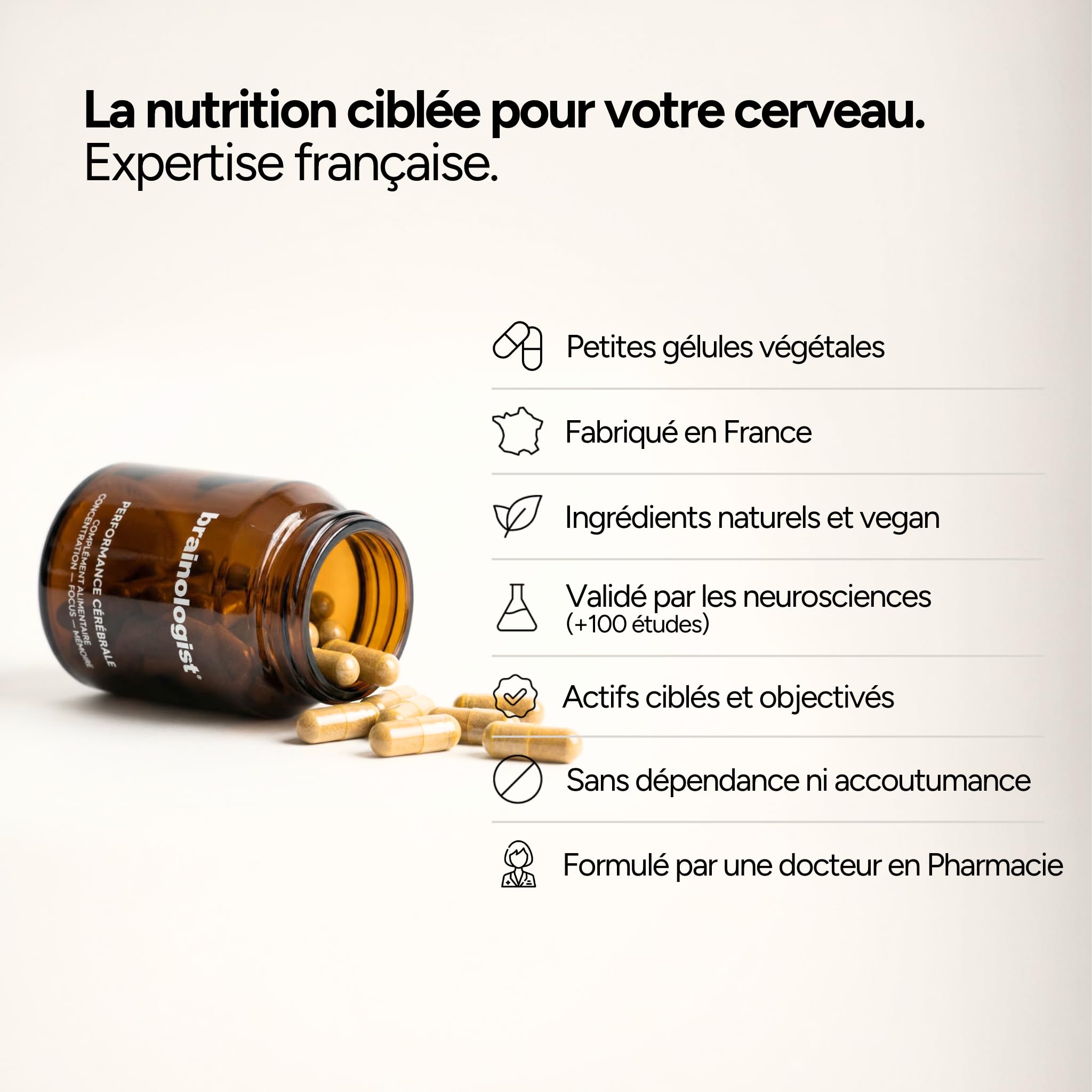 Performance Cérébrale 30J – Focus, Concentration & Mémoire – Bacopa Aronia Ginseng – Formule Neurosciences – Anti-Stress Cognitif – Fabriqué en France