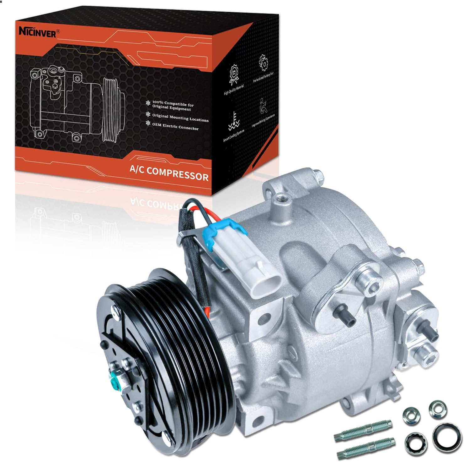 AC Compressor with Clutch Fit for CO 22301C for Chevrolet Trax 2013-2022,for Chevrolet Sonic 2013-2020,for Buick Encore 1.4L 2013-2022