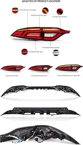 Miniatura 10 de TT-ABC - Luces traseras LED para Toyota Corolla accesorios 2020-2023 con animación de arranque modificada lámpara trasera de montaje (humo)