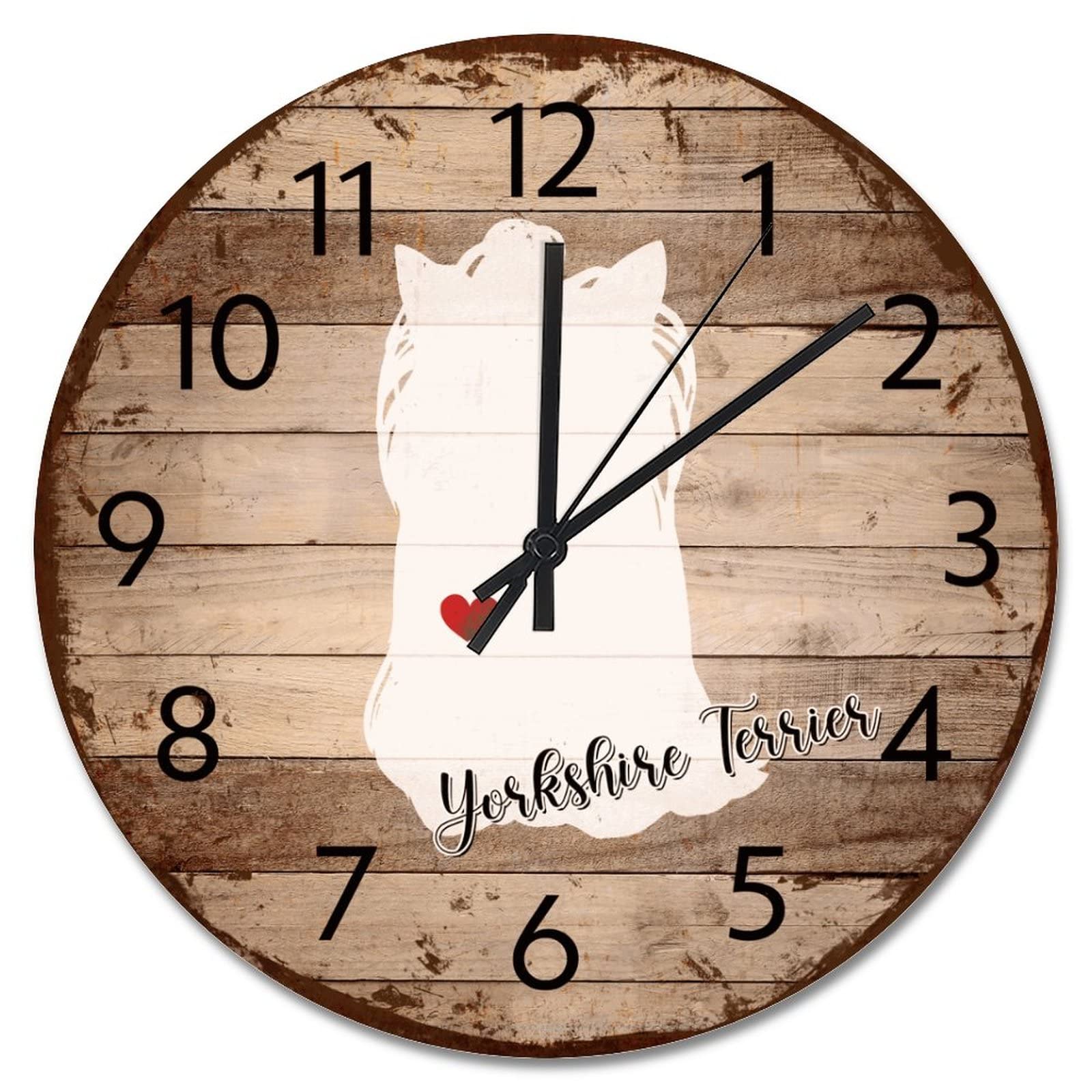 Horloge murale rustique Yorkshire Terrier idée cadeau pour salon