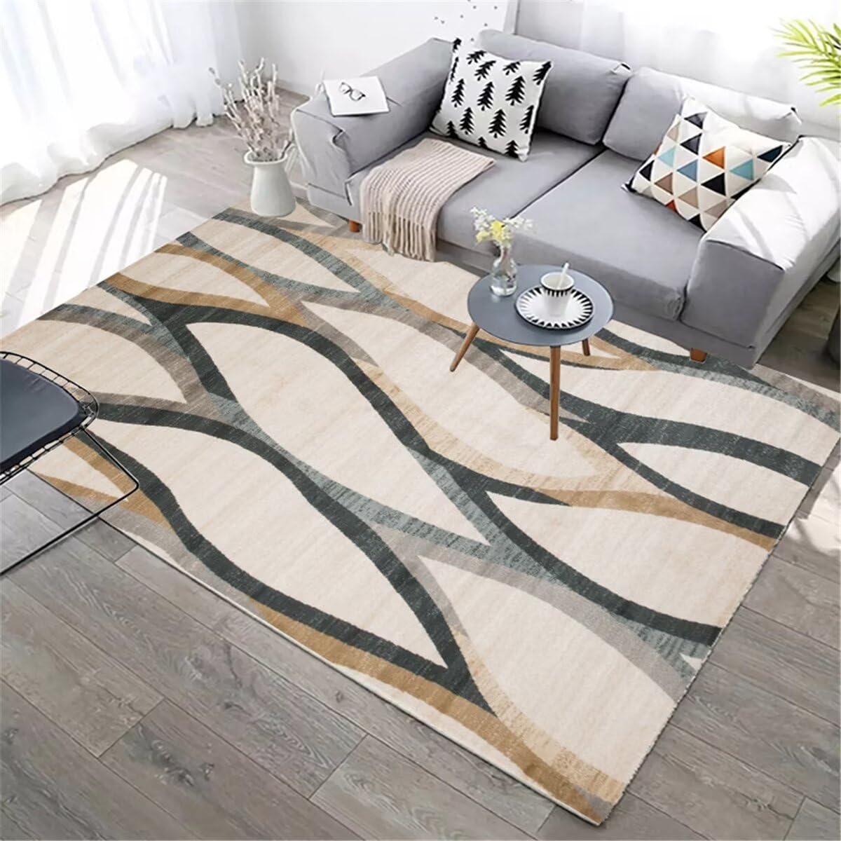 Tapis parc bebe et chambre d'enfant gris abstrait doux 70x140cm