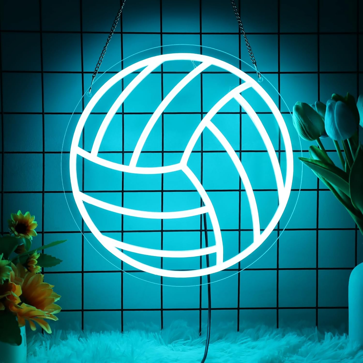 Volleyball Neon Sign for Home Decor, Bedroom, Led, Room, Gym, Sports - Men Women Wall Decor Gift Size 12''