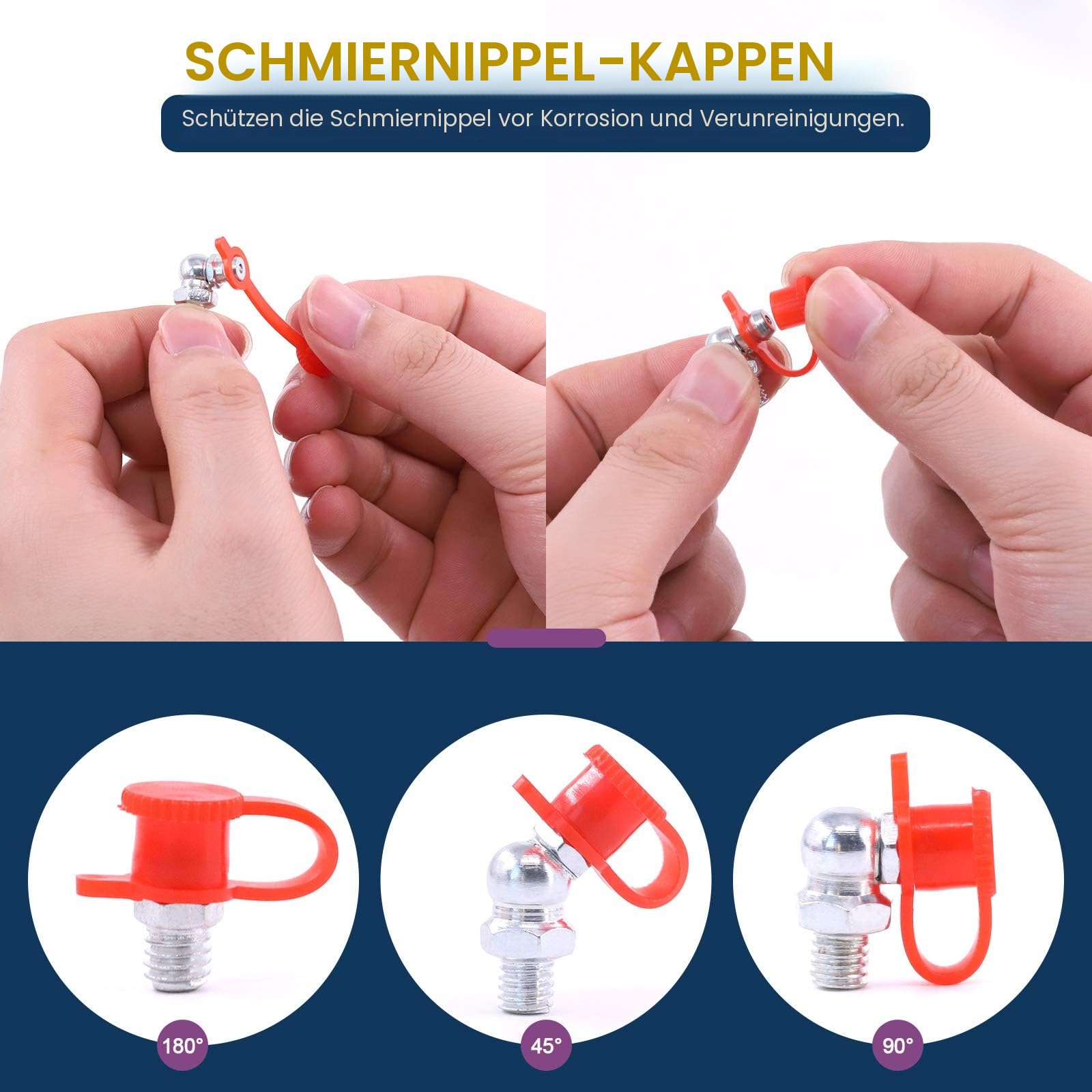 Swpeet 246 Stück SAE & Metrisch Fettnippel Sortiment Kit, Hydraulische Fettbeschl ge Standard mit Kunststoff Fettfitting Kappe,1/4 Zoll, 90 Grad, 45 Grad Winkel led Fett Zerkn s