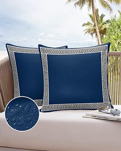 Miniatura 6 de Waterproof Pillow Covers for Couch Throw Pillow Cases Set of 2,Minimalist Geometric Black Greek Decorative Cushion Pillow Covers 18x18In,Indoor