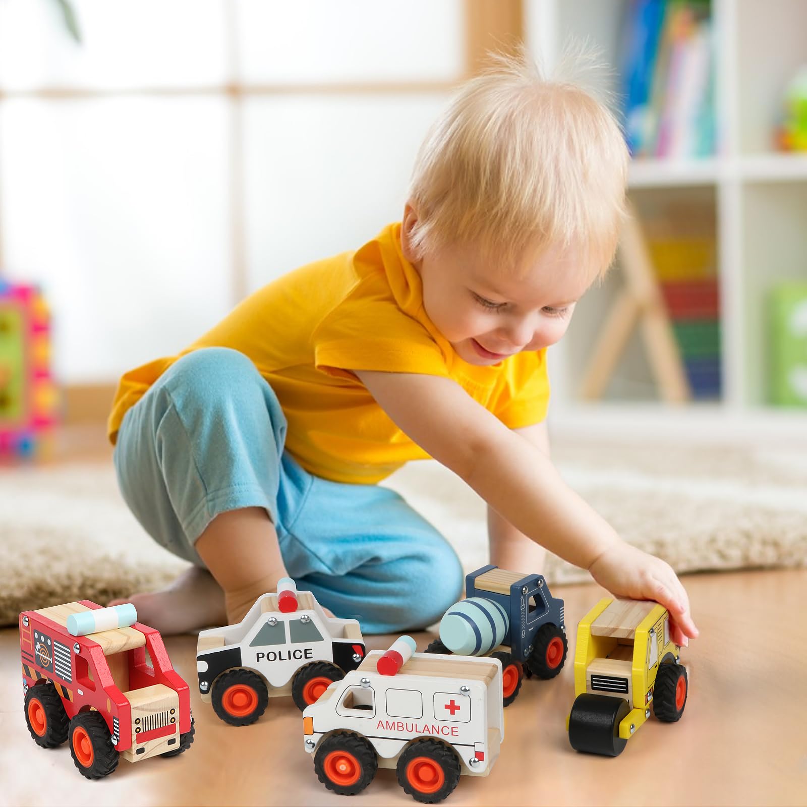 6 PZ Auto di Legno Giocattoli Educativi per Bambini