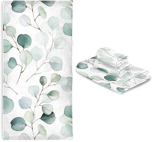 Miniatura 9 de Mokukenren Green Leaves - Juego de 3 toallas de baño 1 toalla de baño 1 toallita 1 toalla de mano toalla absorbente suave para playa cabello cara