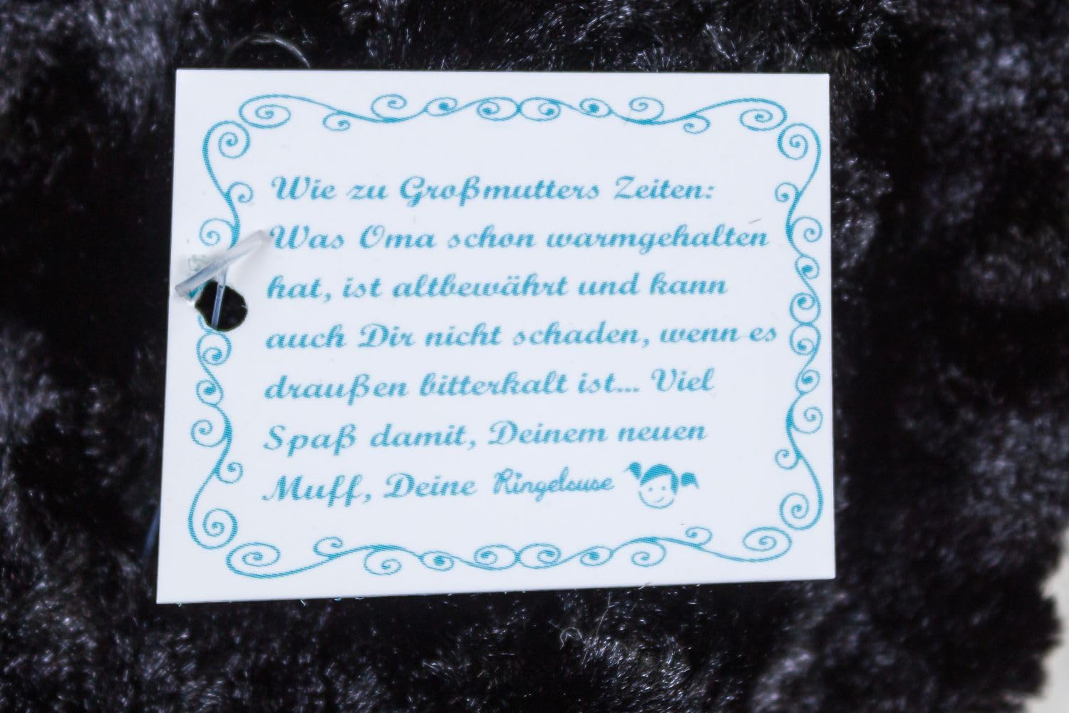 Muff Handmuff Damen mit Kordel schwarz