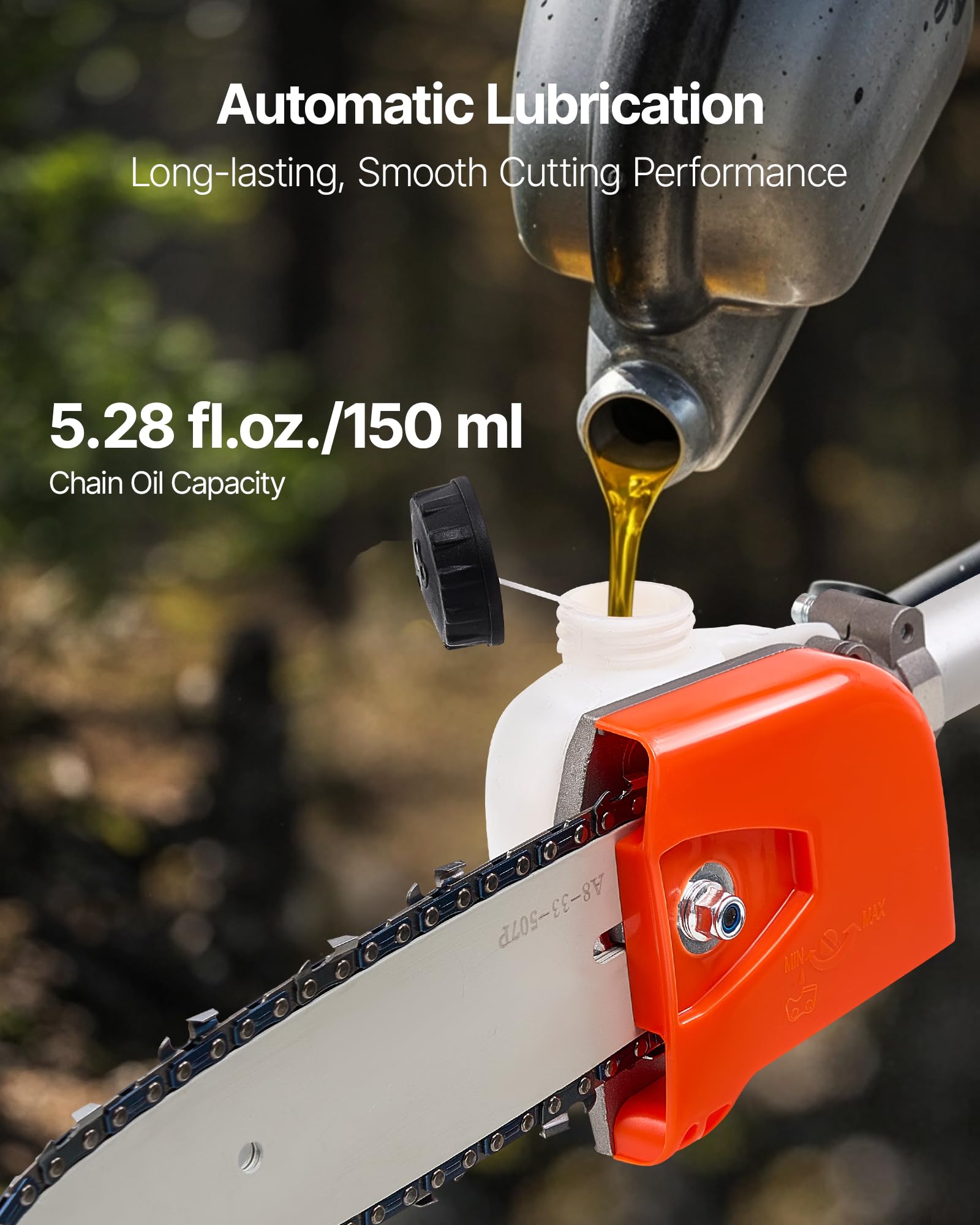 VEVOR 25cc 2-suwowa piła gazowa 25 cm3 Piła łańcuchowa do cięcia z 20,3 cm prętem tnącym akumulatorowe nożyce do żywopłotu ze zbiornikiem 650 ml, wysuwana o 2-2,74 m