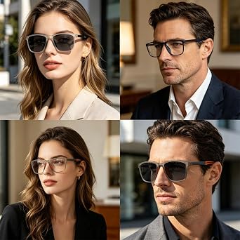 Vision Sync Multifocal Reading Glasses for Men Women–Photochromic Progressive Sunglasses with Filter Blue Light
