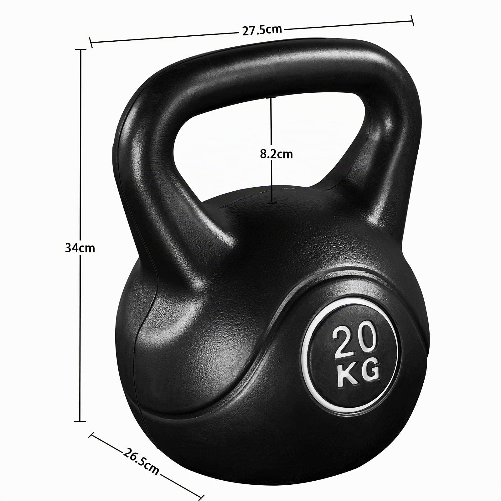 Yaheetech Kettlebell per Sport Fitness Palestra in HDPE e Cemento con Maniglia Ergonomica Antiscivolo Attrezzo Sportivo da Costruzione Muscolare e Allenamento di Forza Nero