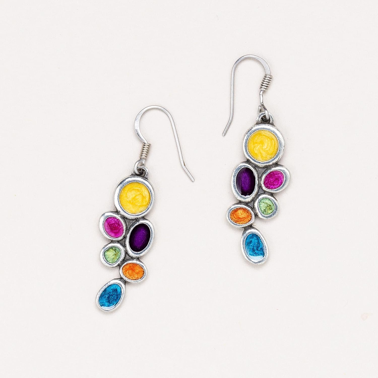 DANFORTH – 'Lindy/Fiesta' - Multicolor Dangly Earrings, 1 ¼” Boho-Chic Drop Earrings – Handmade Accessories – Hypoallergenic & Nickel Free – Made In USA