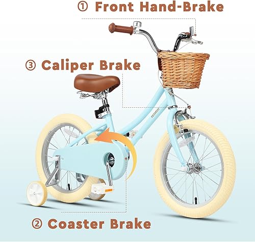 Miniatura 5 de Petimini Pongo - Bicicleta para niños de 12, 14, 16, 18 pulgadas, para niños de 5, 6, 7, 8 años, estilo retro, vintage, estilo BMX, con campana y