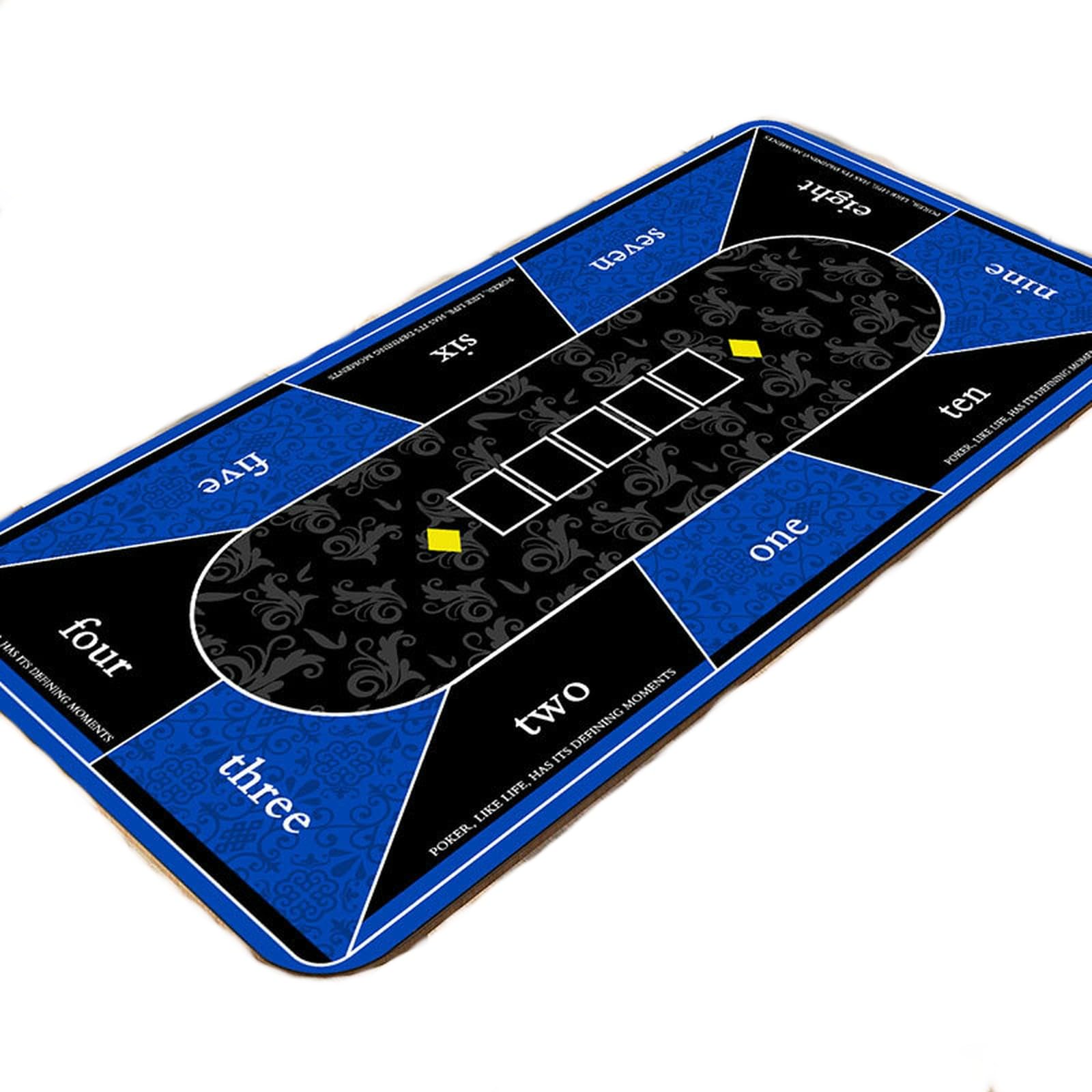 Tovaglie Tappetino da Tavolo Poker Texas Hold'em Antiscivolo Extra Large Baccarat-cubi Nero Blu-90 * 180 Cm