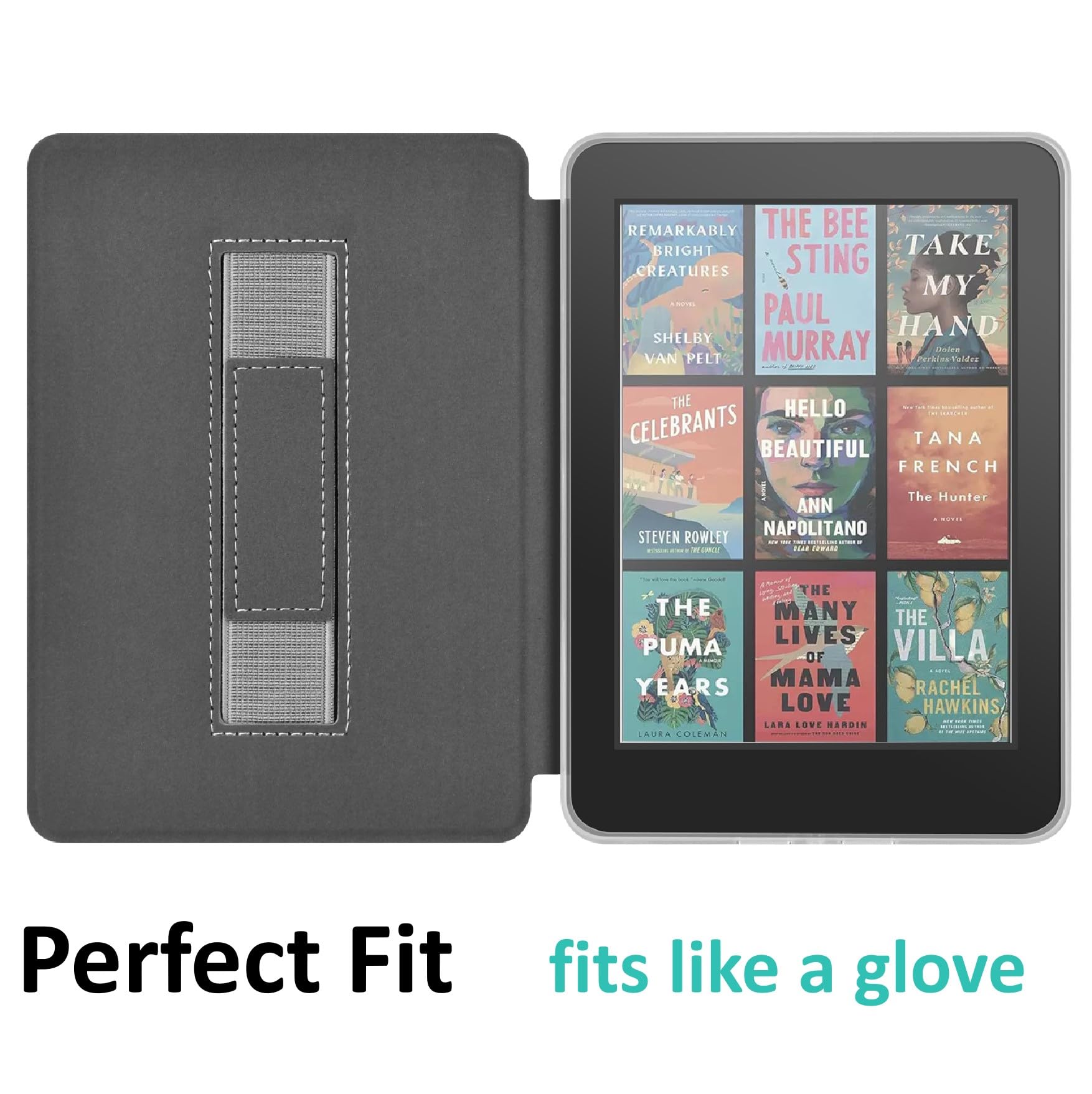 Custodia con cinturino da polso per Kindle Colorsoft Signature Edition, versione 2024 da 7 pollici, con retro trasparente, funzione sveglia/sonno