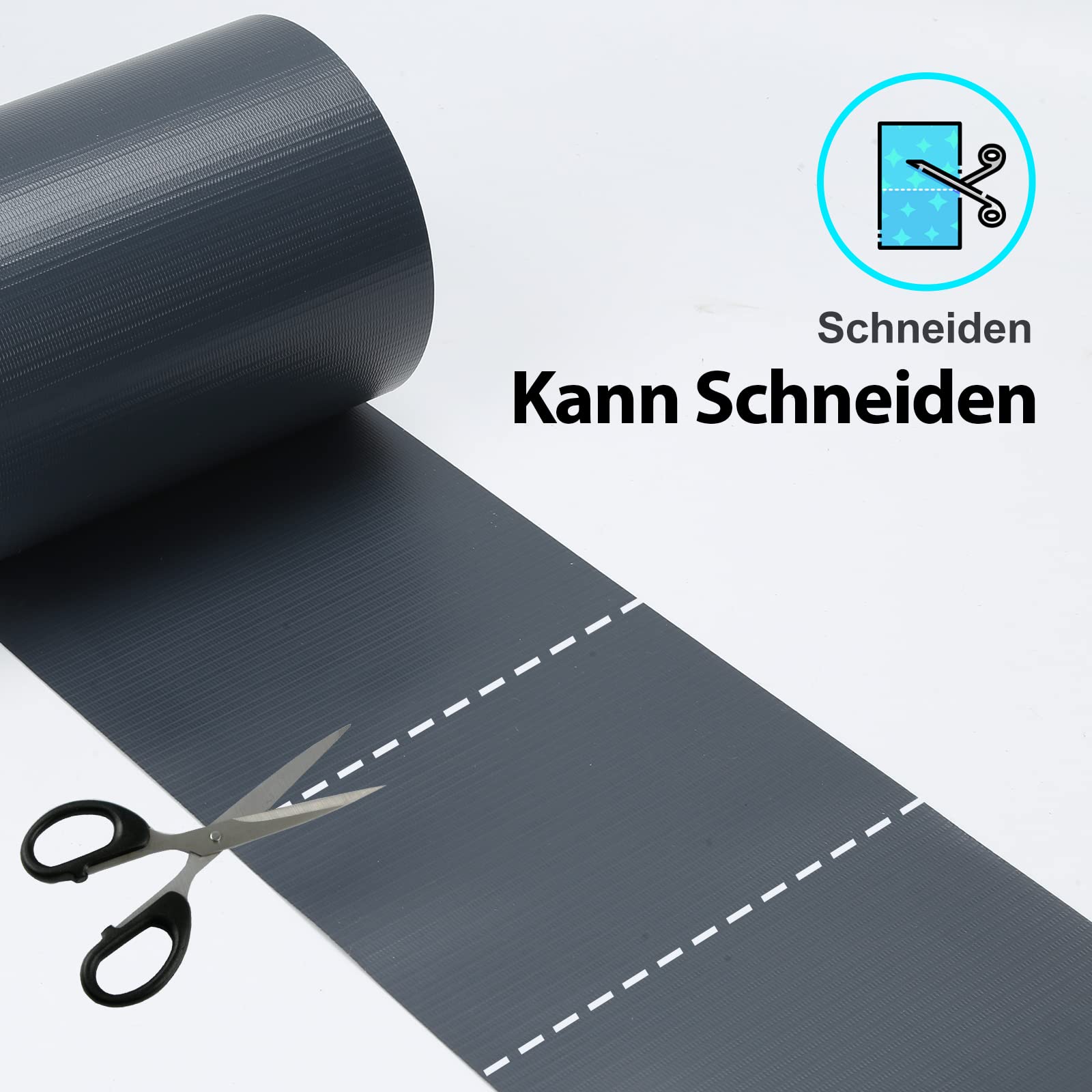 Fiqops 6er set PVC Sichtschutzstreifen, Doppelseitiger Druck Sichtschutzfolie Windschutz und Anti-UV Wetterfest, 210m x 19cm Zaunfolie inkl. 180 Befestigungsclips, für Doppelstabmatten Zaun, Anthrazit