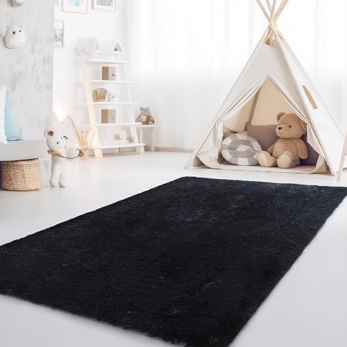 Miniatura 7 de CRUGZ Alfombra de área beige de teñido anudado de 4 x 6 pies, alfombra beige ultrasuave para sala de estar de 4 x 6 pies, alfombra lanuda y