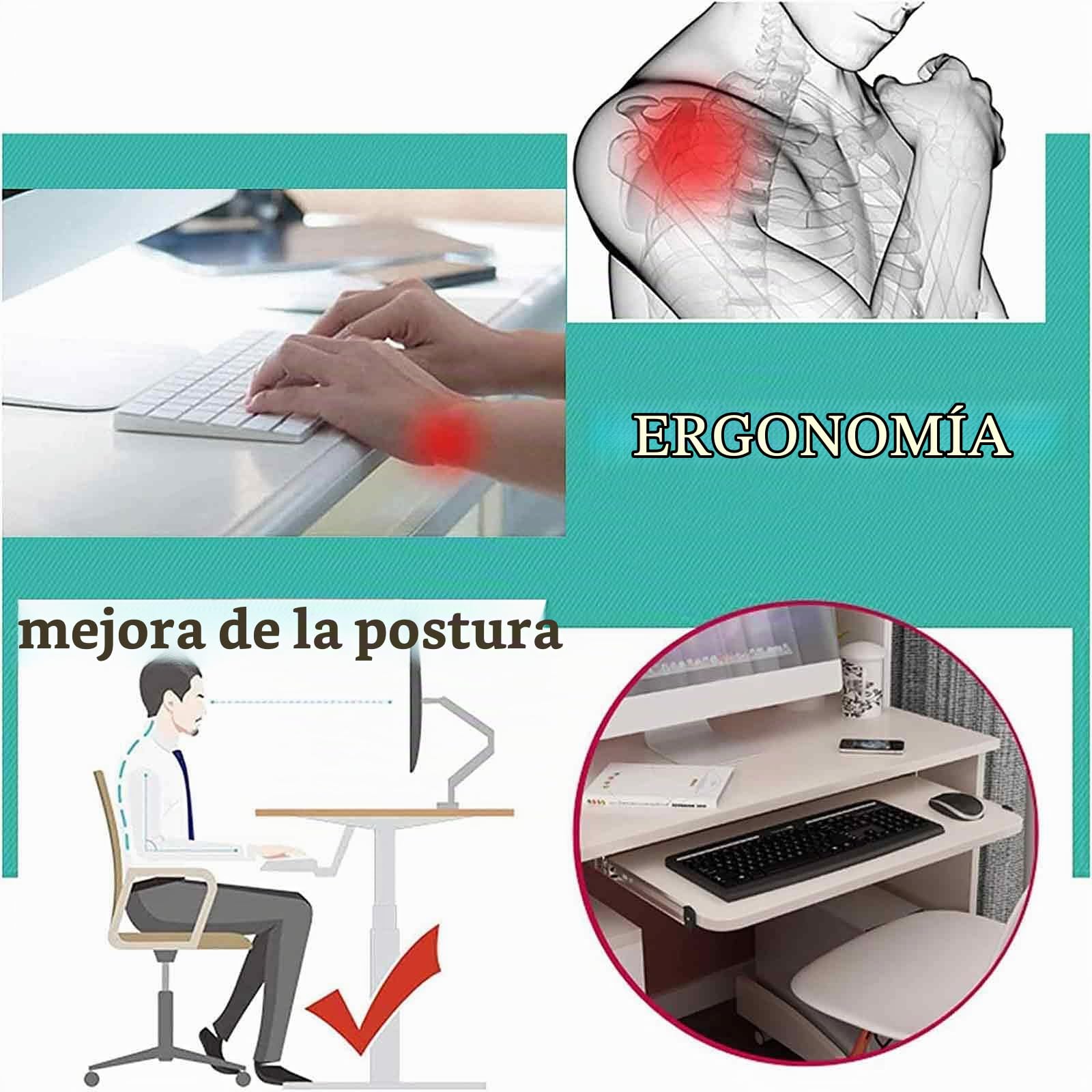 Soporte Teclado Ordenador Bajo Mesa Extraible, Bandeja Teclado Bajo Mesa Extraíble, Bandeja para Teclado, Madera, Longitud de Los Rieles 36 Cm, Largo 54/60 Cm