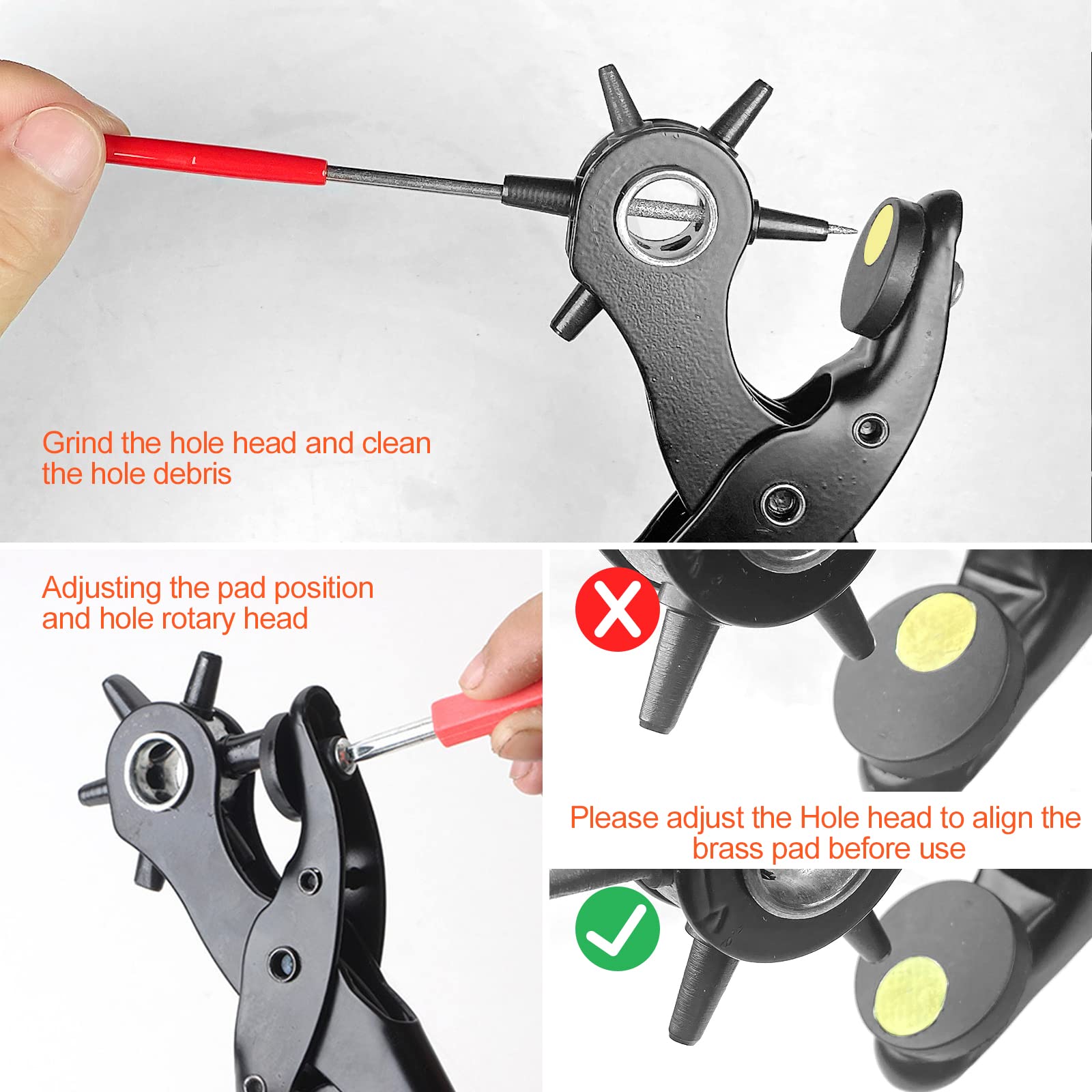 Newaner pinza fustellatrice 2-4.5 mm 6 fori intercambiabili rotondo per cinture pelle