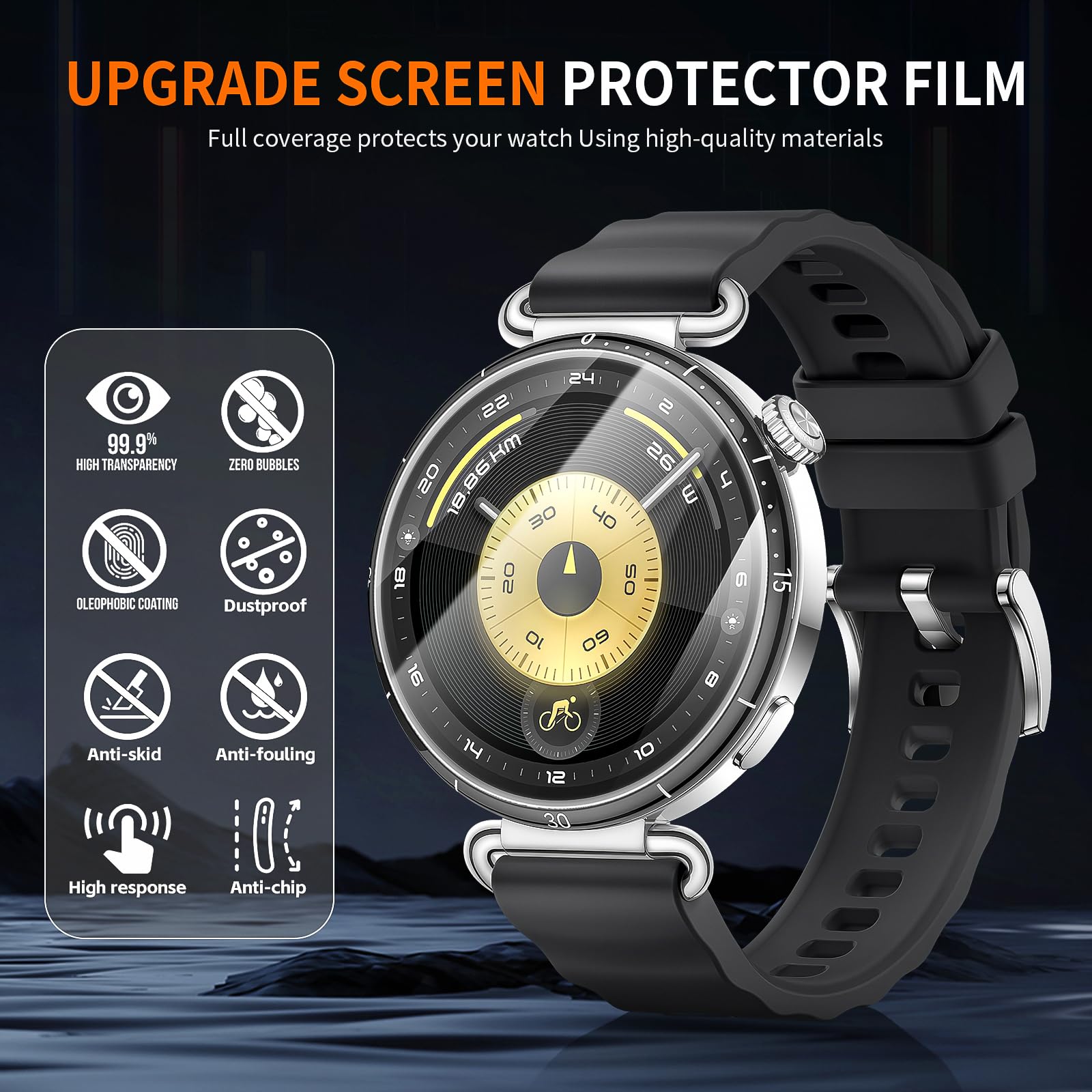 Diruite 4 Sztuki Ochraniacz Ekranu do HUAWEI Watch GT 6 41mm,HD Anti-Scratch Szkło Hartowane Folia Ochronna Smart Watch,41mm