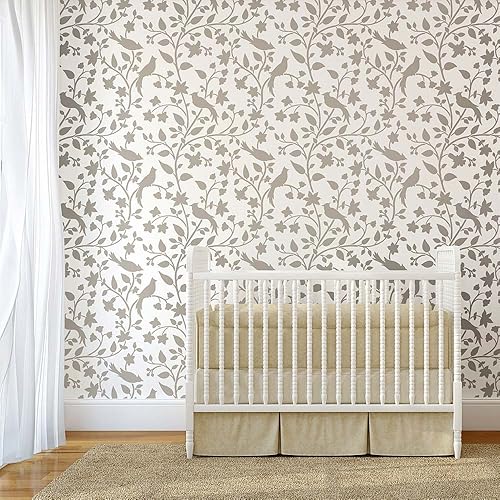 Miniatura 3 de Plantilla de pared de pájaros en una vid: plantillas reutilizables para un cambio de imagen del hogar