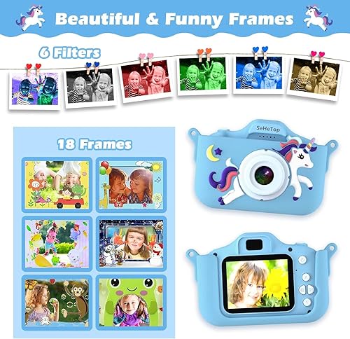 Miniatura 3 de Cámara infantil para niñas y niños, cámara digital HD mejorada con cubierta de silicona suave, regalos de cumpleaños para niños pequeños juguetes