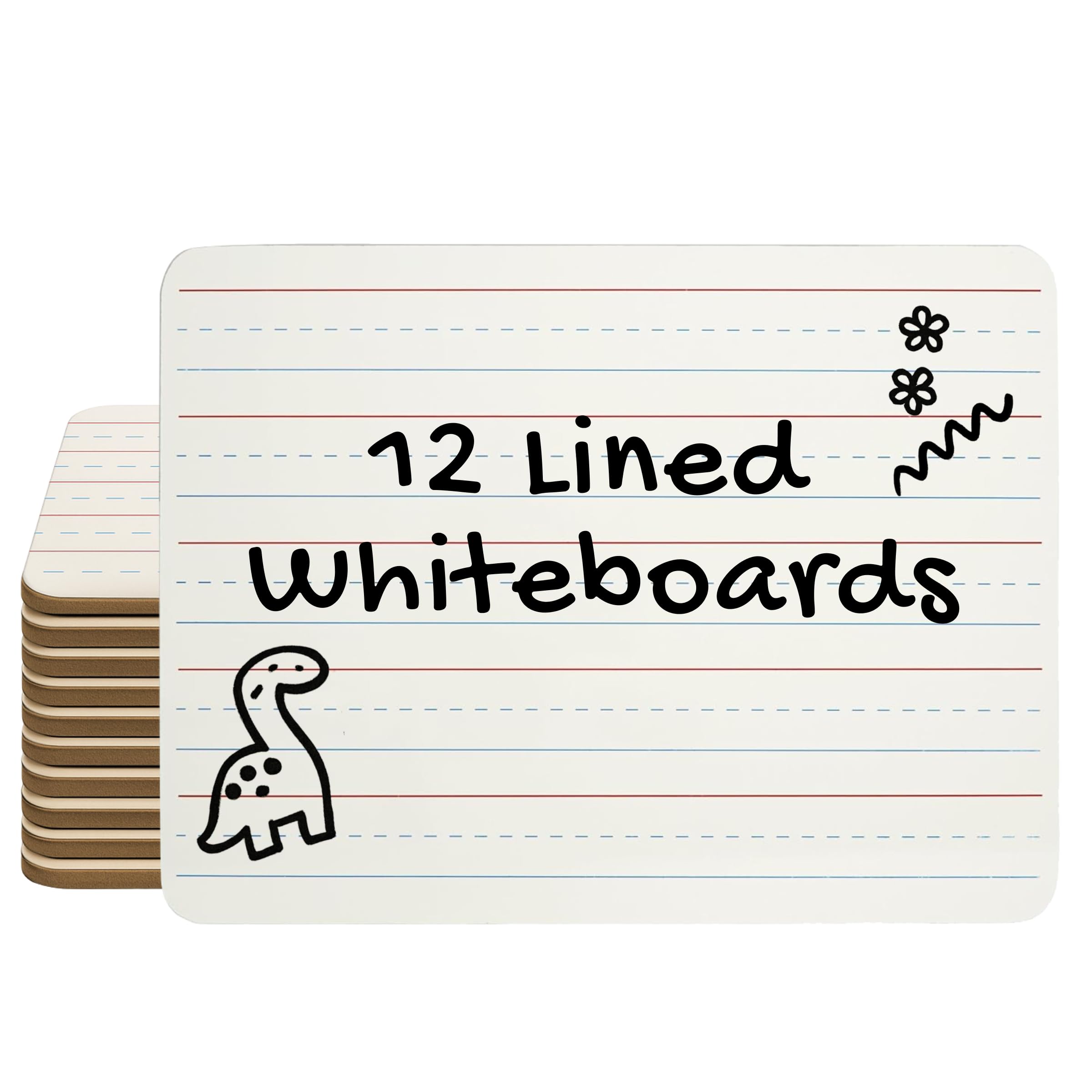 Charles Leonard Dry Erase Board Classroom Pack - Mini Lapboard School Supplies – Set of 12 One-Sided Lined Dry Erasable White Boards, 9x12 Inches (35115)