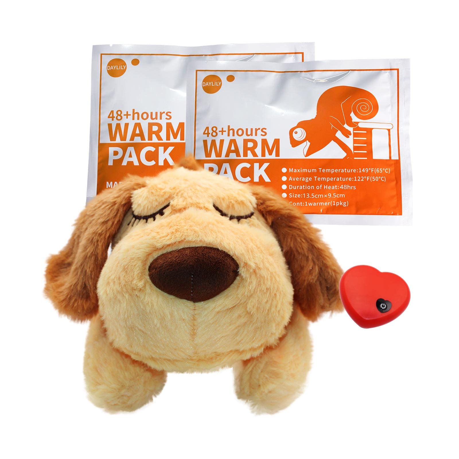 LOVEPET Puppy Heartbeat Stuffed Toy, Dog Behavioral Training Aid, Anxiety Relief and Calming Plush Toys, Sleeping Treat Soother for Pets