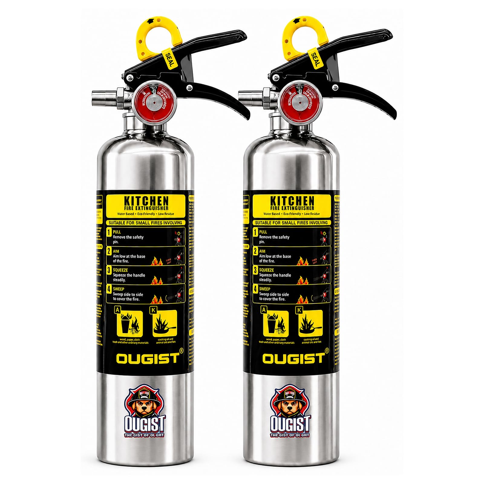 Ougist Class K Kitchen Fire Extinguisher for Grease, 34 fl oz Each, 2-Pack