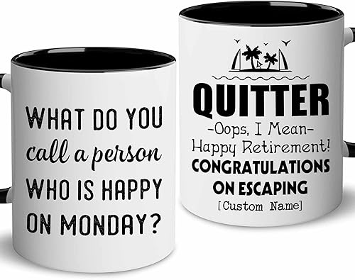 Miniatura 8 de WHIDOBE Regalos de jubilación personalizados para mujeres y hombres, taza de feliz jubilación, regalo de jubilación personalizado, divertidos