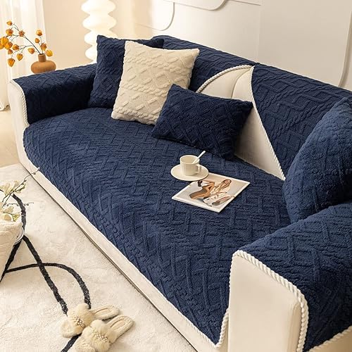 vctops Fundas geométricas de felpa jacquard para sofá, funda de sofá seccional, antideslizante, suave y cálida para perros, niños y mascotas,
