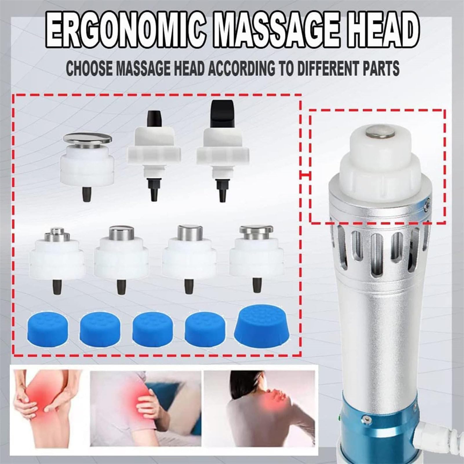 Apparecchio per terapia extracorporea a onde d'urto, apparecchio per terapia a onde d'urto ED per alleviare il dolore, massaggiatore muscolare per tessuti profondi, massaggio profondo ad alta pre