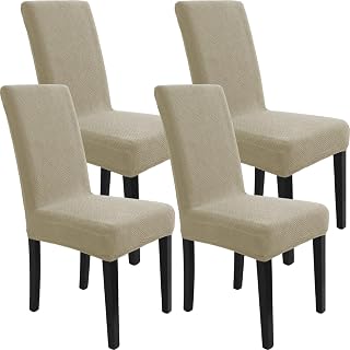 Funda Sillas Comedor Pack 4, Fundas Sillas Ajustables, Fundas para Sillas Elásticas Modernas, Funda Cubre Protectora Sillas Lavables Desmontables, Universal Funda Silla, Caqui