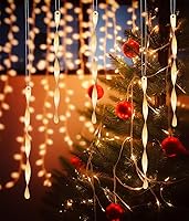 Vista 9 de AMS Adornos para árbol de Navidad, juego de 24 piezas de adornos de carámbanos retorcidos de aluminio para árbol de Navidad, fiesta de Año Nuevo