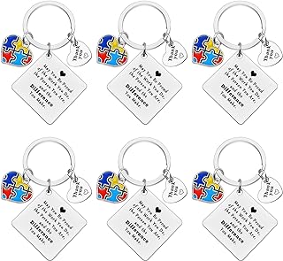 Xiahuyu 6 Pcs Thank You Gifts for Autism Teacher Special Education Teacher Gift ABA Therapist Appreciation Gifts Autism Awareness Keychain SPED Teachers Retirement Christmas Birthday End of Year Gift