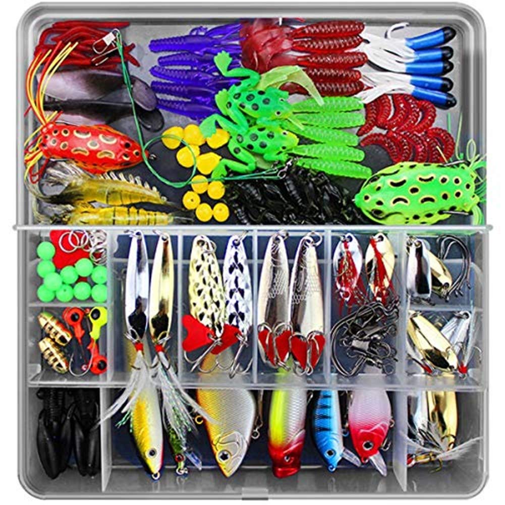 141pcs Angeln Köder Set gemischt einschließlich Spinner, VIB, Wobbler, Minnow, Insekten Kunstköder, etc. lebensecht Künstliche Fischköder für Hecht Zander Angeln Barsch Forelle Dorsch#4